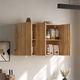 OKWISH Keukenkast - Wandkast Met 3 Deuren - Naturel MDF - 90 x 29 x 60 cm