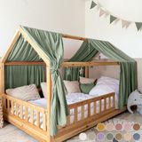 LILIMAUS Lit cabane baldaquin - baldaquin pour lit cabane - 67,5 x 320 cm - mousseline Coton - vert