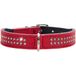 HUNTER DIAMOND PETIT Halsband voor kleine honden, leer, met strass-steentjes, 42 (S), rood/zwart