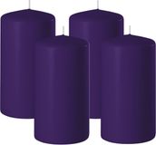 Enlightening Candles Cilinderkaars/stompkaars - 4x - paars - D6 x H15 cm - 58 branduren - Dikke kaarsen - Voor kandelaar of plateau