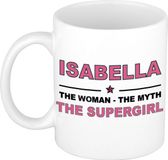 Bellatio Decorations naam cadeau mok - Isabella - Woman Myth Supergirl - koffiemok - 300 ml - collega - moederdag