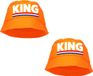 Bellatio Decorations 4x stuks king bucket hat - oranje - Koningsdag/ EK/ WK - Holland vissershoedje