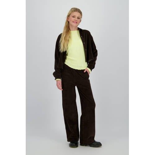 Raizzed wide leg flared broek donkerbruin