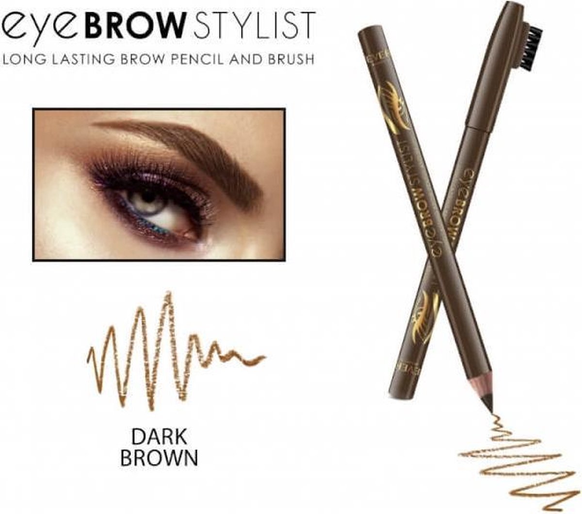 REVERS REVERS® Eye Brow Stylist Long Lasting Brow Pencil & Brush Dark Brown #03