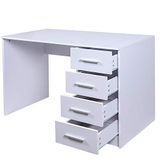 BAKAJI Bureau met commode 4 laden, werktafel, computerdeur van hout, MDF, decoratie, huis, kantoor, slaapkamer, modern design, afmetingen 110 x 56 x 73 cm (wit)