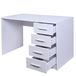 BAKAJI Bureau met commode 4 laden, werktafel, computerdeur van hout, MDF, decoratie, huis, kantoor, slaapkamer, modern design, afmetingen 110 x 56 x 73 cm (wit)
