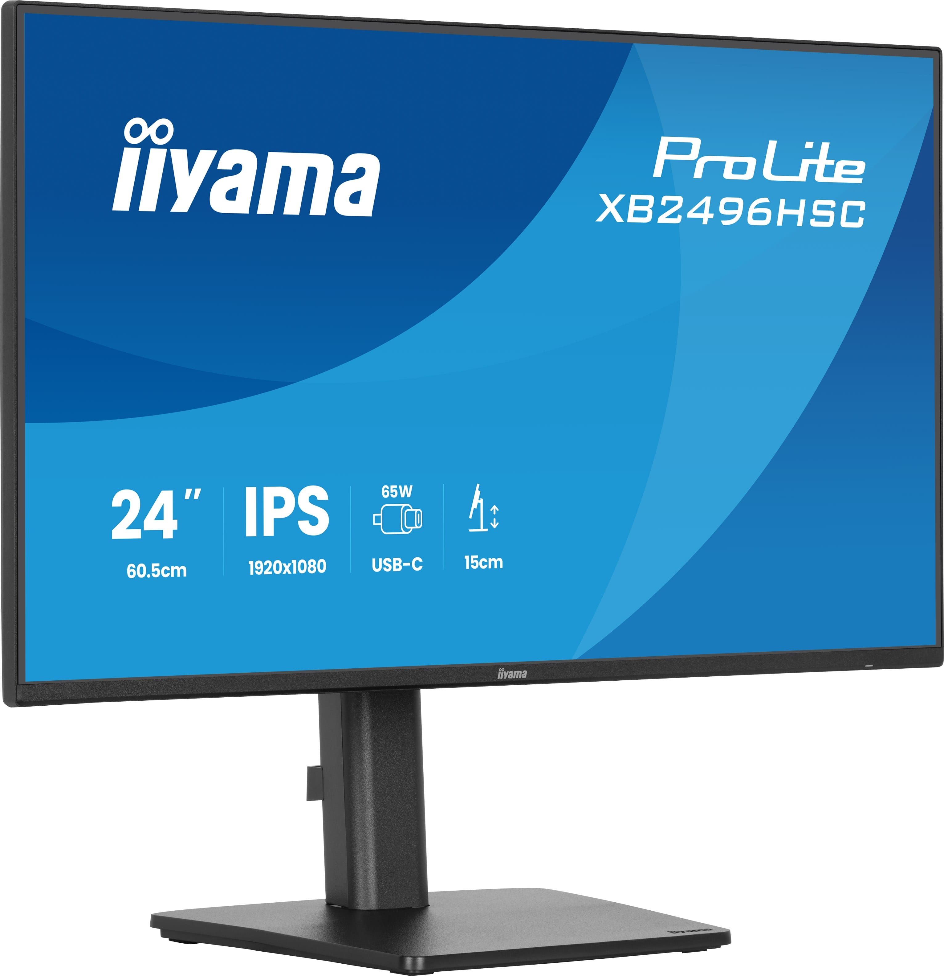 iiyama ProLite XB2496HSC-B1 - 24 inch - Full HD - IPS - USB-C (65W) - 144Hz
