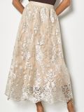 Apricot Midi-rok van glanzend mesh met geborduurde bloemen