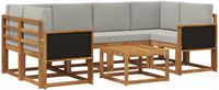 vidaXL Hoek loungeset 6 zitplaatsen Acacia hout Naturel en lichtgrijs