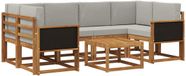 vidaXL Hoek loungeset 6 zitplaatsen Acacia hout Naturel en lichtgrijs