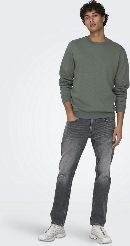 ONLY & SONS ONSCERES Crew Neck Sweater Men - Castor Gray - Size XXL