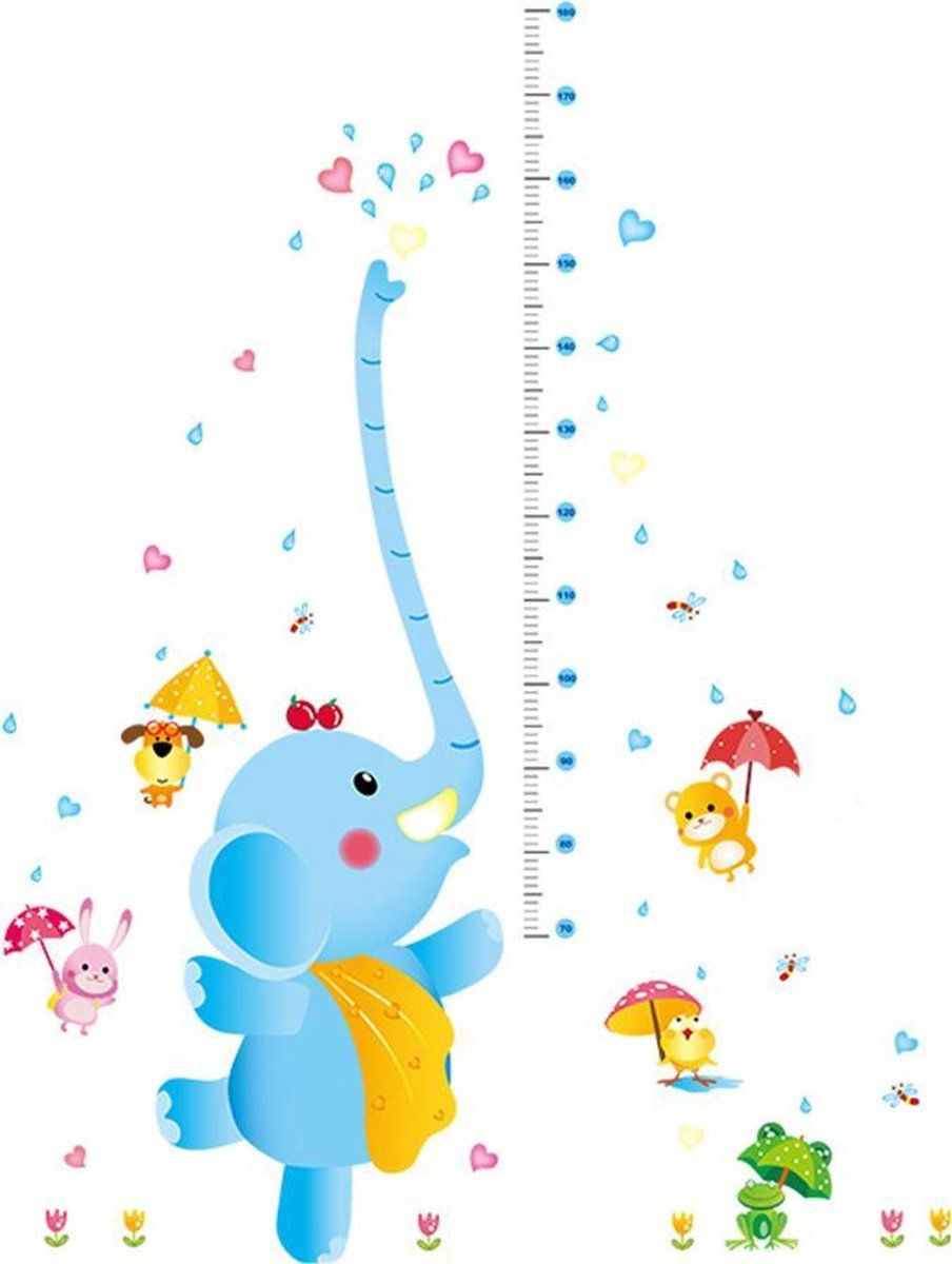 DW4Trading Groeimeter muursticker lange slurf olifant - 8720297790553