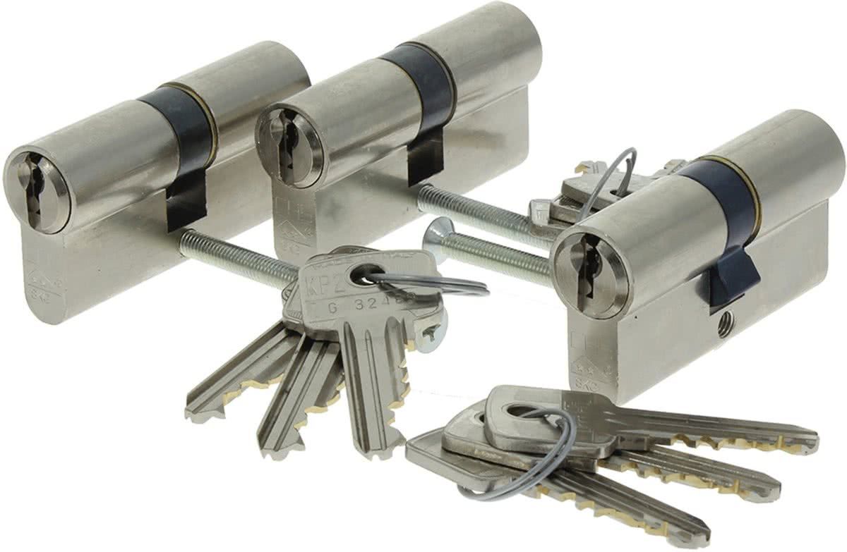 STARX Cilinderslot SKG 2 Vernikkeld 60 mm 3 stuks gelijksluitend