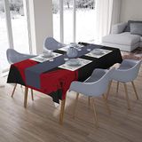 Bonamaison Tafelkleed, Anti-Mold, Sneldrogend, Waterdicht, 100% Polyester Tafellaken, rood Zwart, 140 x 200 Cm