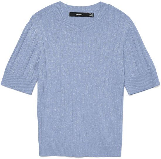 Vero Moda T-shirt Vmblow Ss O-neck Top Ga 10331554 Brunnera Blue/w Silver Dames Maat - M