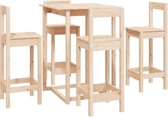 vidaXL 5-delige Barset massief grenenhout