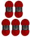 Wollbiene Softy Chenillewol om te haken, 5 x 100 gram, breiwol, 500 gram chenillewol, super volumineus grof haakgaren (donkerrood 89)