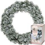 Decoris Kerstkrans - groen met sneeuw - D40 cm - incl. verlichting helder wit