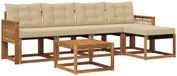 vidaXL Acacia Hout Bank Loungeset 5-Zitter Naturel et Beige