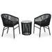 VidaXL 3-delige Bistroset met kussens PE-rattan zwart