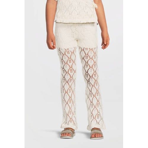 Me & My Monkey crochet flared broek crème