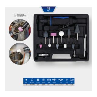 Brilliant Tools Mini-persluchtstaafslijperset, 15-dlg