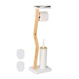 Merkloos Relaxdays Toiletbutler - Staande WC-borstelhouder met Plankje - Wit