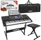 Pyle Elektrische Piano - Draagbare Elektronische Piano - Digitale Keyboard – 61 Toetsen Keyboard - Inclusief Waterbestendige Tas, Kruk en Standaard