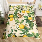 Jeu de couette "Arbre de citron", 200x200 cm, comprenant 2 taies d'oreiller, en polyester