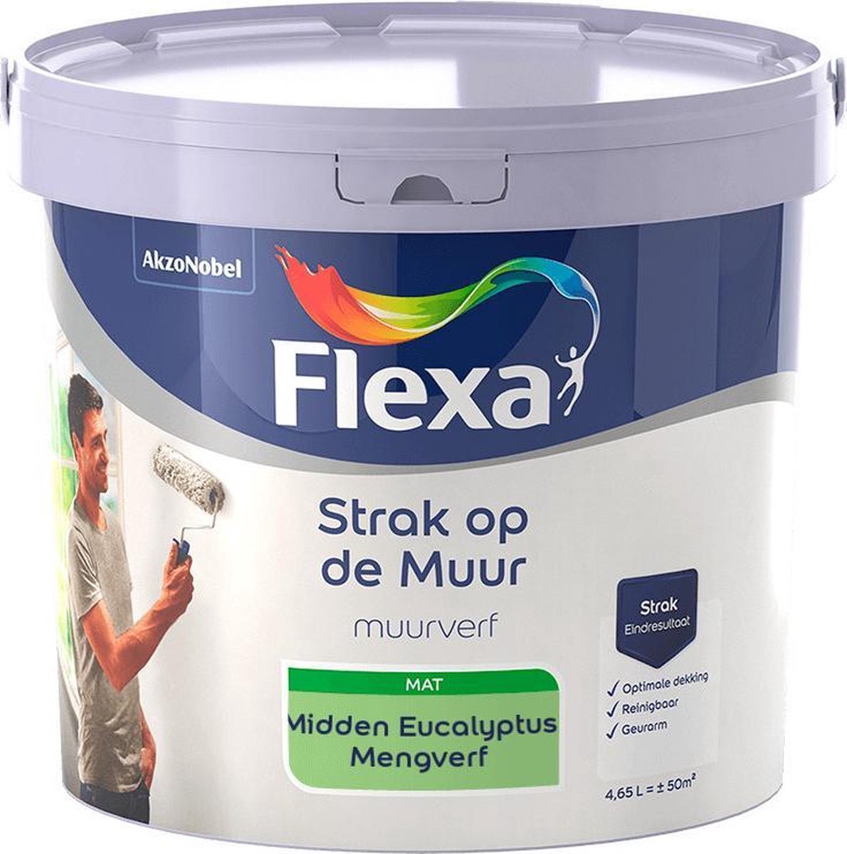 FLEXA Strak op de muur - Muurverf - Mengcollectie - Midden Eucalyptus - 5 Liter