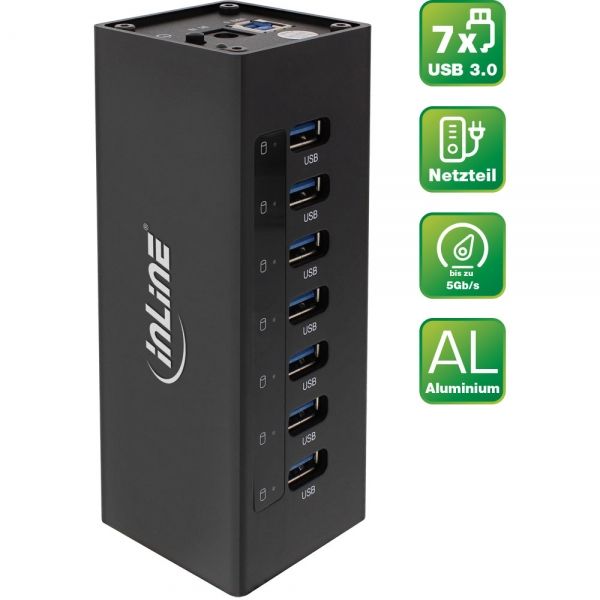 Inline USB 3.1 Hub - 7 Ports - Black