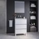 Saniclass Chaci PLUS Badkamermeubelset - 60x86x46cm - keramische wastafel wit - 1 wasbak - zonder kraangaten - 3 lades - rechthoekige spiegel - mat wit
