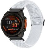 By Qubix - Elastische Solo Loop nylon bandje - Wit - 26mm Quickfit - Geschikt voor Garmin Fenix 7X / 6X / 5X