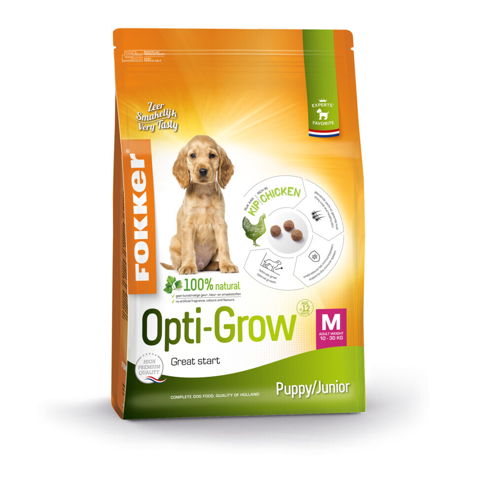 Fokke, R. Hondenvoer Opti-Grow M 13 kg