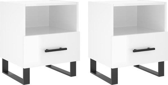 vidaXL Nachtkastjes 2 stuks 40x35x47,5 cm bewerkt hout hoogglans wit