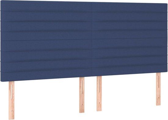 vidaXL Hoofdbord - Blauw - 200x5x118/128 cm - Stof