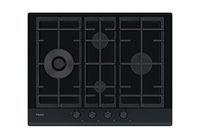 Haier Series 6 HAVG5D4HB gaskookplaat, 4 vlammen, breedte 65 cm, centrale handgrepen, vermogen 9,65 kW, 9 standen, gietijzeren rooster, Preci Flame, diamantdesign, afgeschuind zwart glas