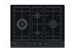 Haier Series 6 HAVG5D4HB gaskookplaat, 4 vlammen, breedte 65 cm, centrale handgrepen, vermogen 9,65 kW, 9 standen, gietijzeren rooster, Preci Flame, diamantdesign, afgeschuind zwart glas