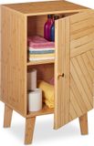 Merkloos Relaxdays Badkamerkast van bamboe, verstelbare plank, deur met variabele montage, afmetingen 70 x 40 x 37 cm, naturel