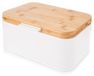 Whiteline Boîte À Pain - Couvercle En Bambou Naturel - Métal - Boîte De Rangement Pour Pain Blanche