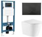 QeramiQ Dely Toiletset - inbouwreservoir Qeramiq Flush - slim zitting - metaal mat zwarte bedieningsplaat - ronde knoppen - glans wit