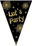 Merkloos / Sans marque Espa Nv 4x Vlaggenlijnen lets party oud en nieuw jaar zwart/goud 5 meter