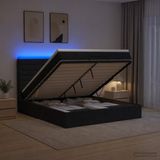 vidaXL Ottomanbed met matras en LED-verlichting, zwart, 140 x 200 cm, met stoffen bekleding