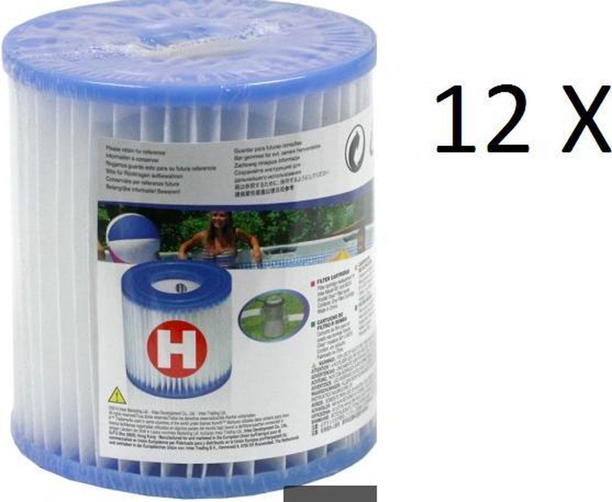 12 STUKS H-filterpatroon Filtercardridge voor Filterpomp 1250 Liter/uur