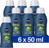 NIVEA Men Douchegel Energy Mini Reisformaat - 6 x 50 ml - Voordeelverpakking