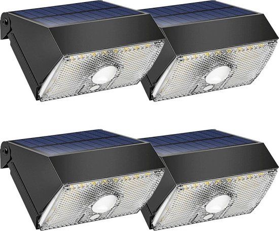 RexTech Solar Wandlamp Beam - Set of 4 - Black - Outdoor - With Motion Sensor