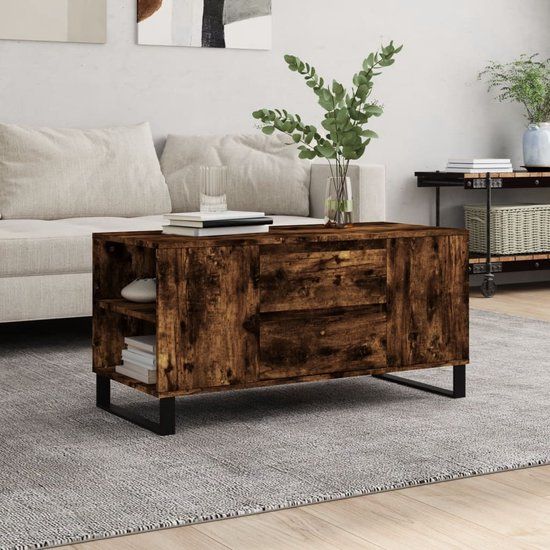 vidaXL Salontafel Sonoma Eiken Hout & Metaal 102x44,5x50 cm