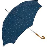 C-Collection Lange paraplu voor dames, automatisch te openen, donkerblauw, met wit patroon, Polka stippen, Eén maat