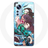 Maniacase Hoesje voor Xiaomi Mi 12 / 12X Tanjiro et Nezuko Demon Slayer Kimetsu no Yaiba Anime