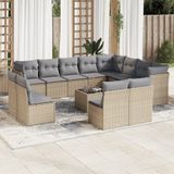 Maison Exclusive - Ensemble de jardin, 13 pièces, avec coussins, beige, en polyrotin